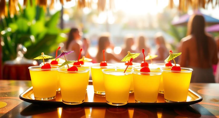 Waikiki jello shots served at a Hawaiian luau