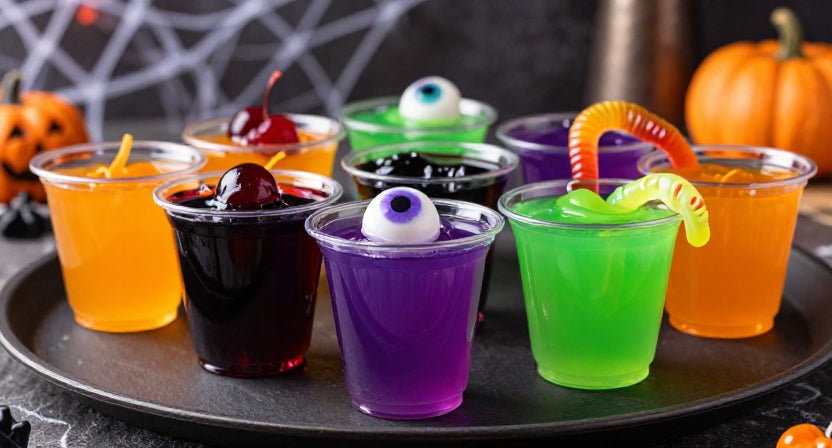 Halloween Jello Shots: Orange, Black, Purple & Green