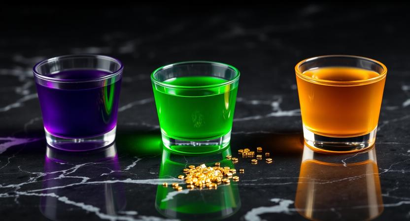 Mardi Gras jello shots inspired by the Hurricane cocktail